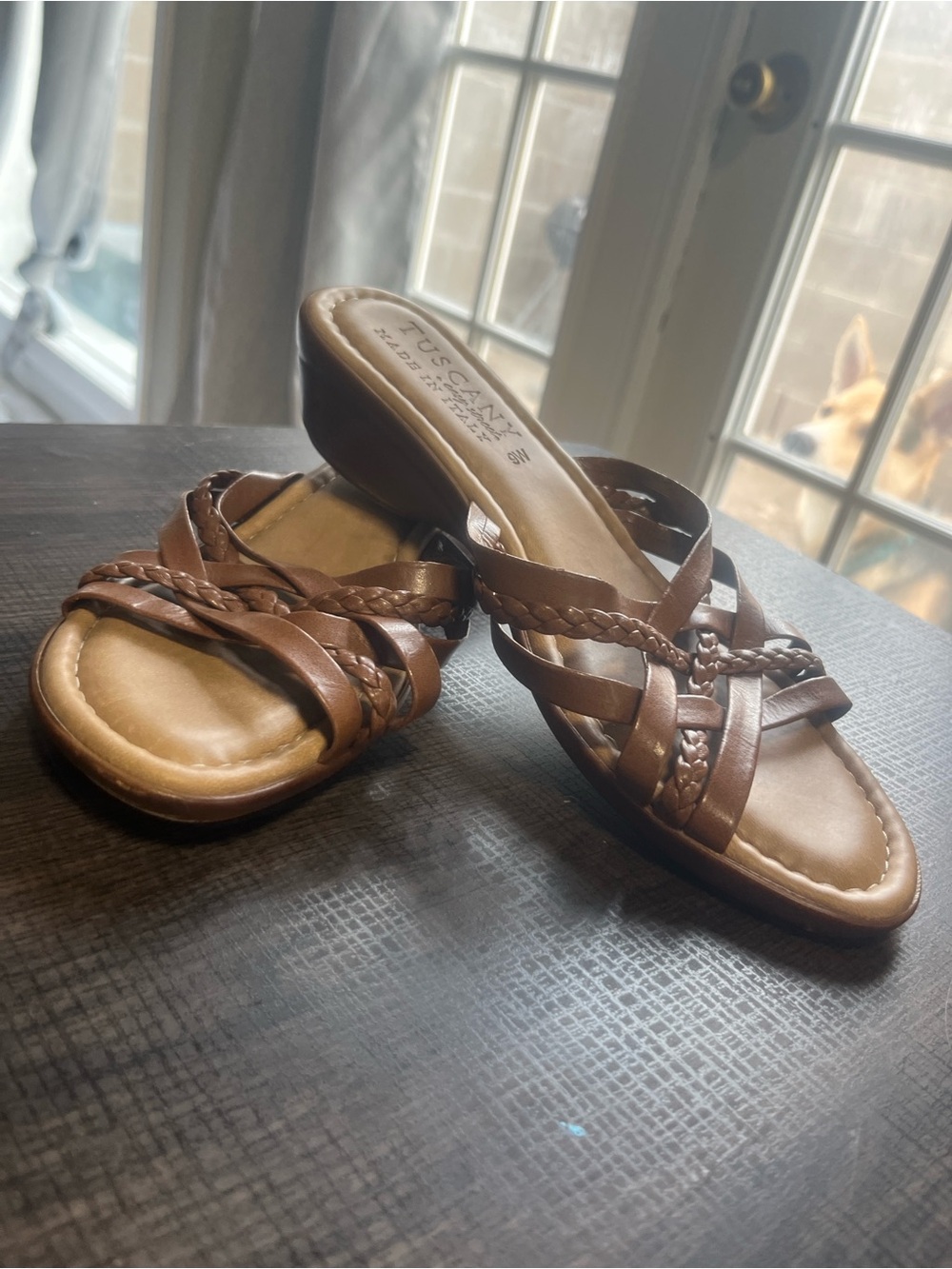 easy street Brown Braided Slide Sandals - Women's